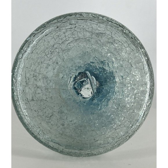 CRACKLE GLASS  Decanter Wine Carafe Flower Vase Blue Turquoise And Clear 10”Tall - Picture 4 of 7